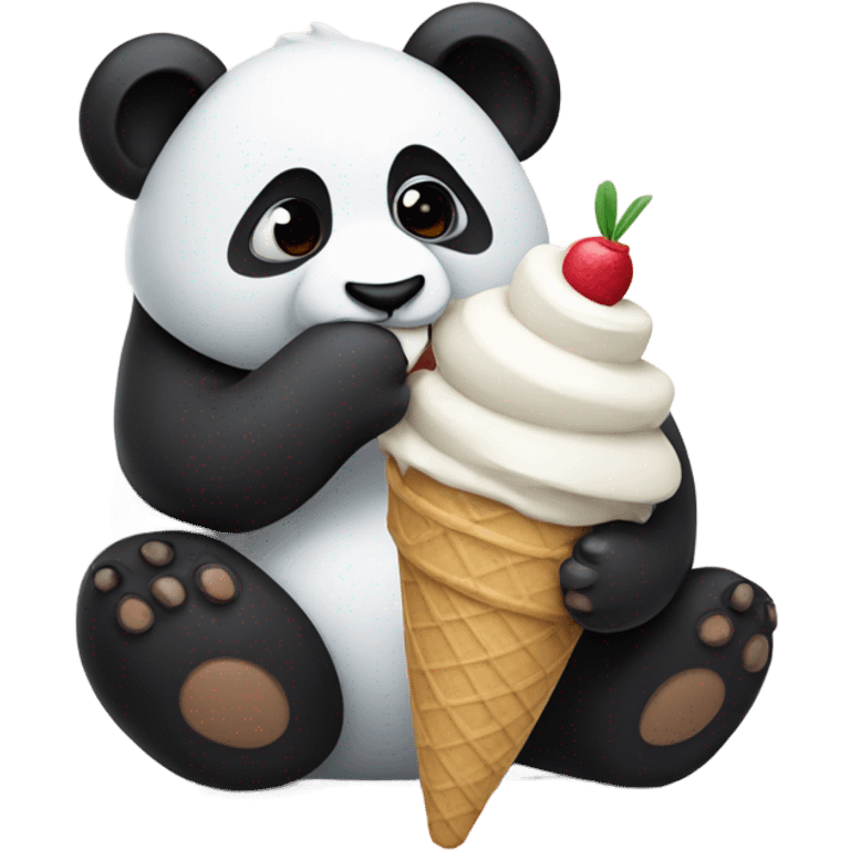 Panda eating ice cream emoji