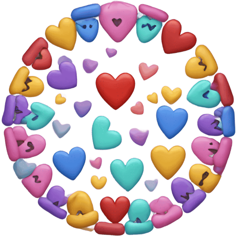 Love hearts in a circle like a halo emoji