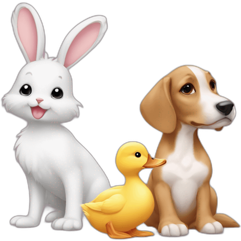 Duck and bunny and havenese puppy emoji