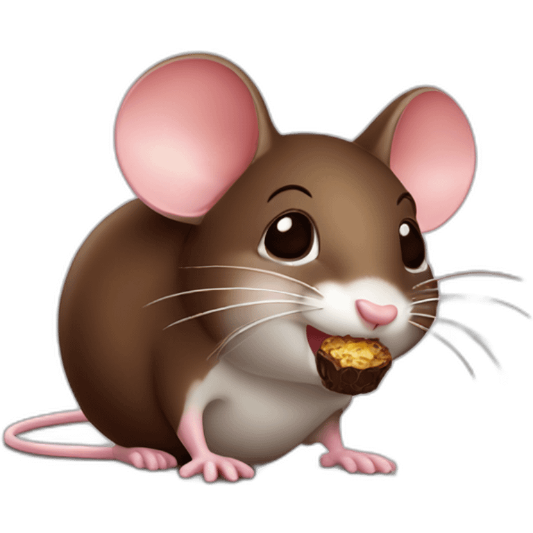 Cute mouse with chocolate emoji