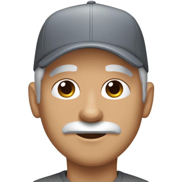 blue eyed man gray hair gray goatee wearing ball cap holding chihuahua with long black hair emoji