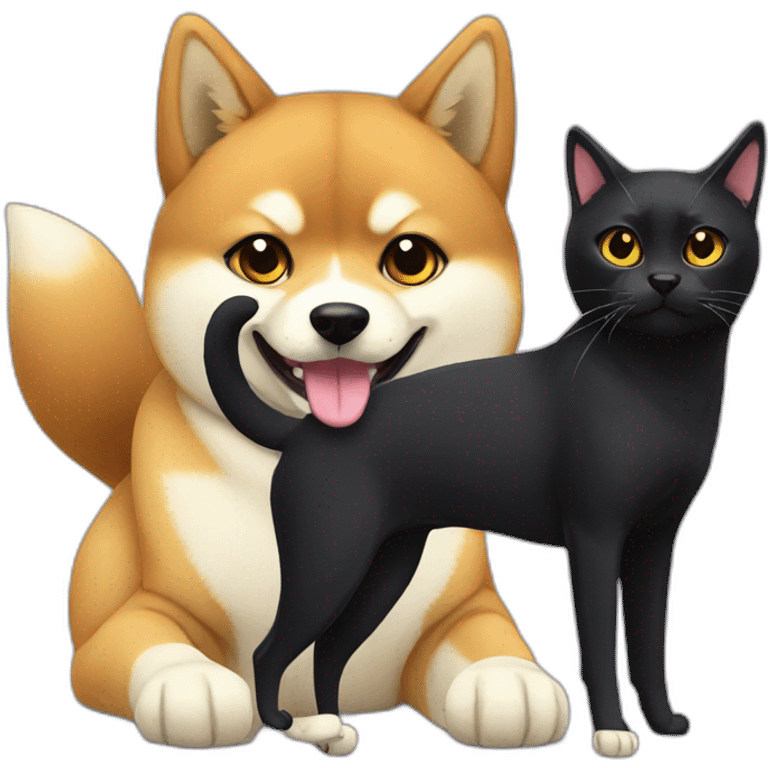 shibainu and black cat lovely emoji