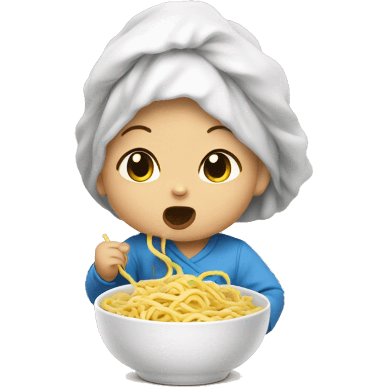 Baby eating noodles emoji