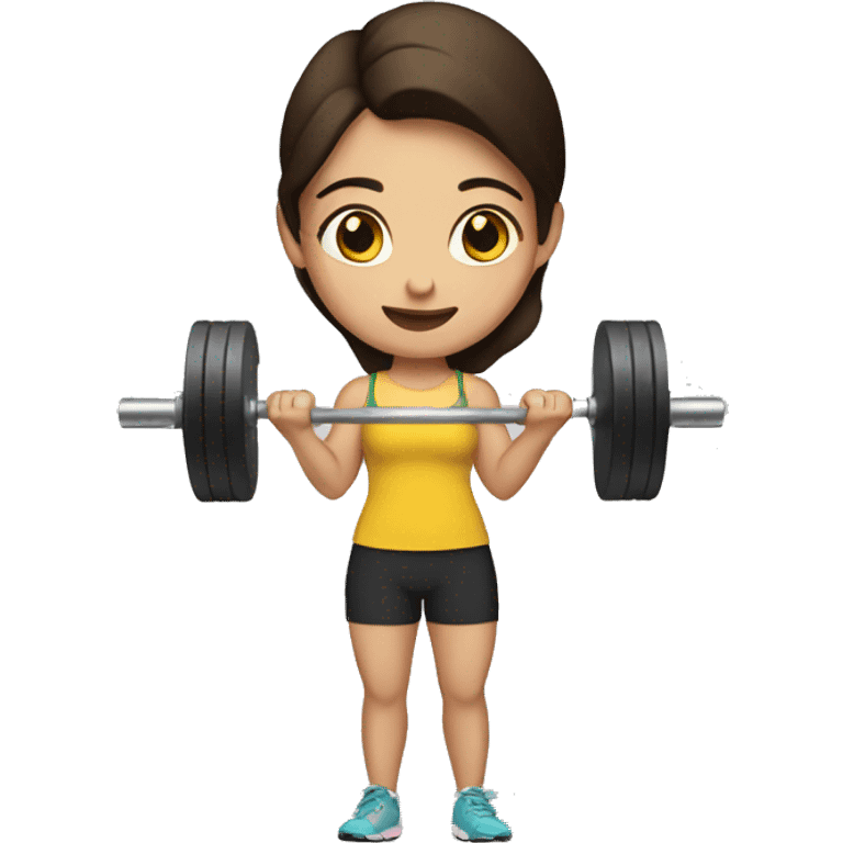 brunette girl lifting weights emoji