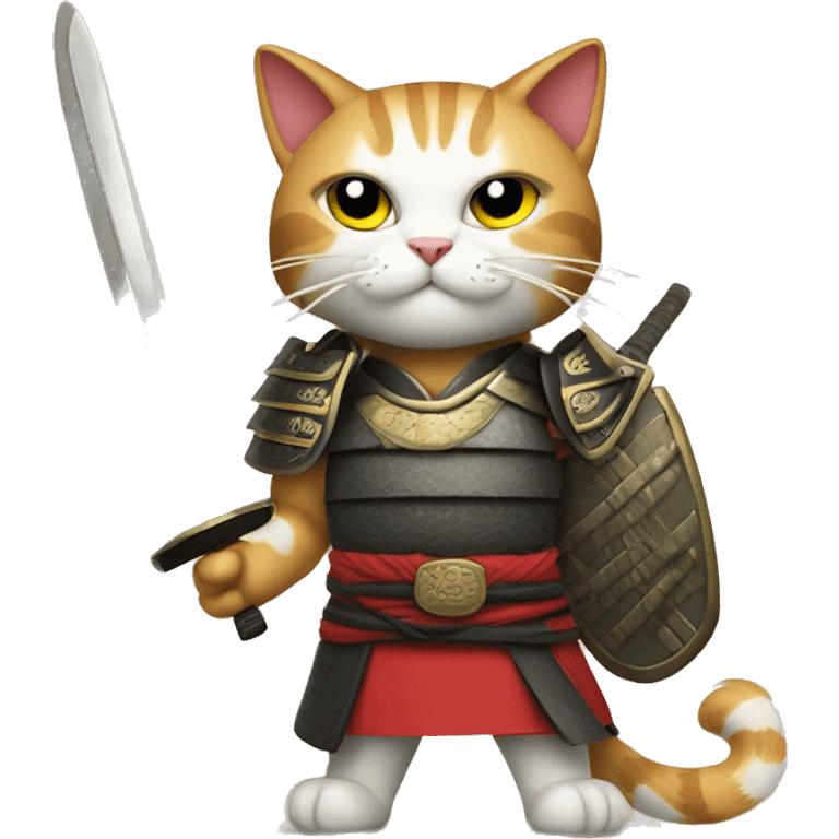 samurai cat with a shield and a sword emoji