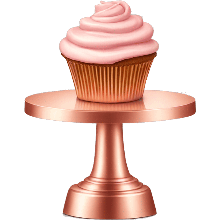 Realistic isolated empty rose gold cupcake stand. emoji