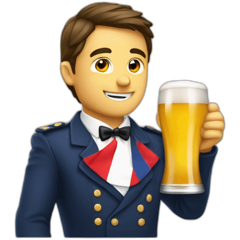 Moi buvant une bière avec un drapeau français sur les épaules  emoji