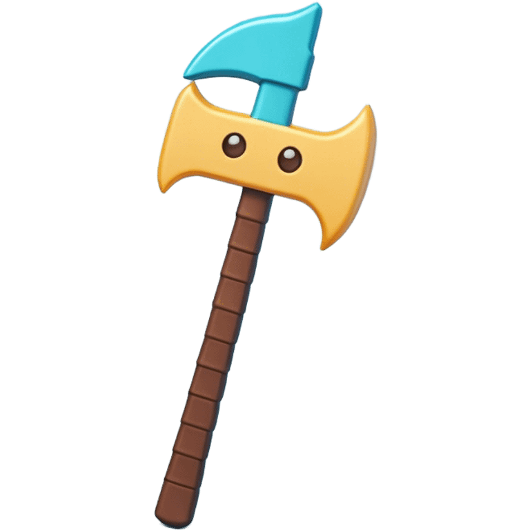 Clash of Clans aesthetic: Cinematic Playful Pixel 3D Pickaxe Portrait Emoji, rendered in a 3D vector-style similar to standard emojis with minimal shading and bold, simplified shapes. A compact, distinct form with signature details, softly glowing with a pixelated adventure charm. Simplified yet unmistakably iconic, highly detailed and consistent, glowing with a soft radiance and high shine. Stylized with a touch of classic pixel-art charm and a soft glowing outline, capturing the essence of a beloved gaming relic with a friendly, playful manner! emoji