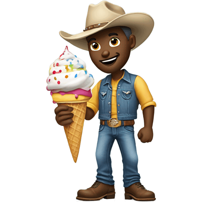 Cowboy eating ice cream emoji