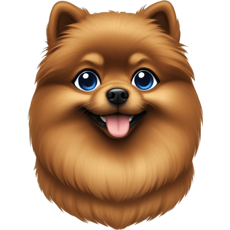 a cute brown pomerian with blue bows emoji