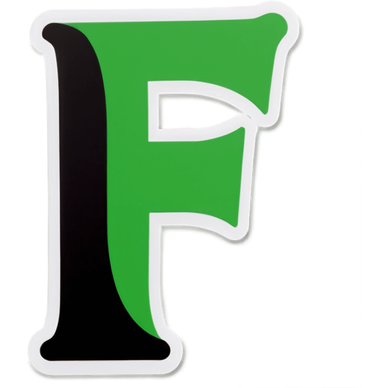 Green and black letter F emoji