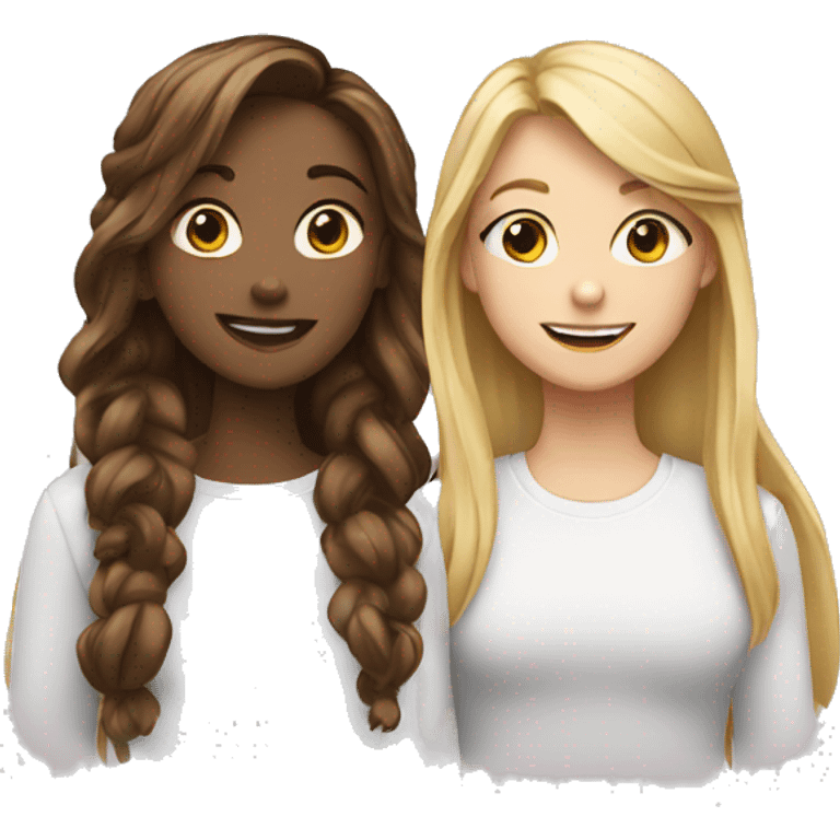 white teen girls talking together  emoji