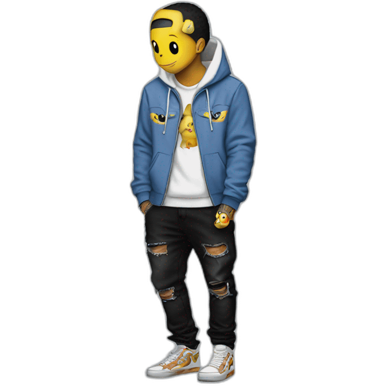 Pikachu with Travis Scott shoes and ovo drake hoodie emoji