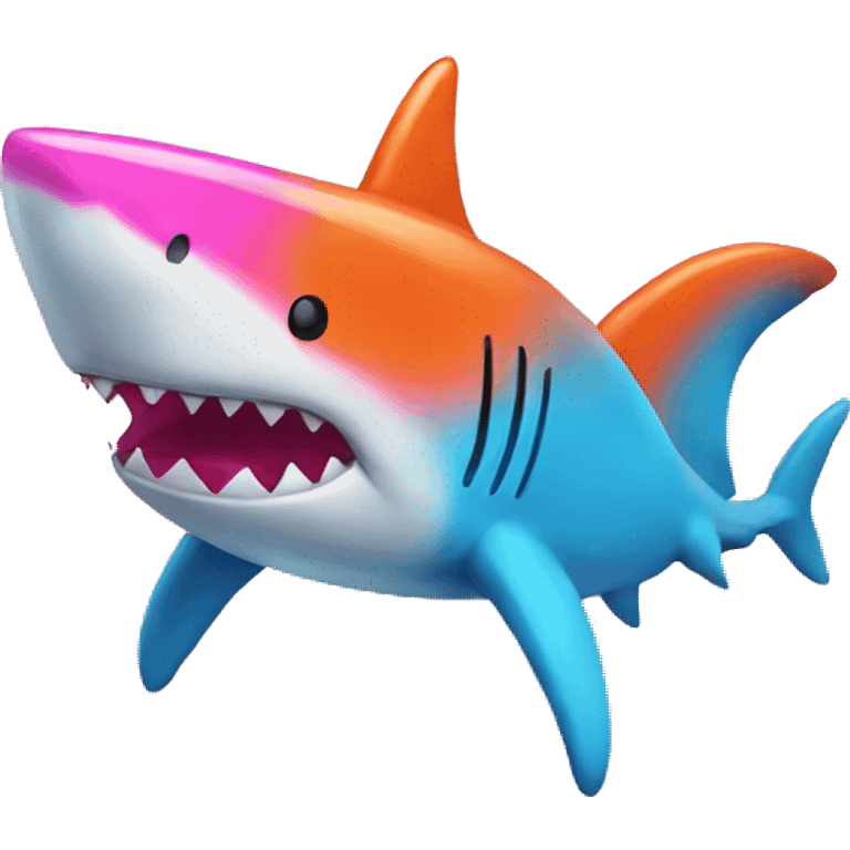 Dark Orange blue hot pink kawaii shark  emoji