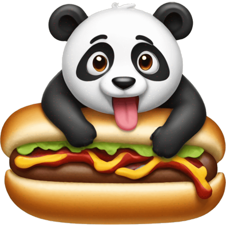 Panda eating hotdog emoji