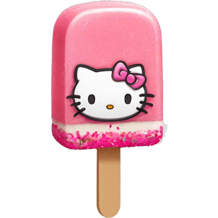 Hello kitty popsicle with pink sprinkles emoji