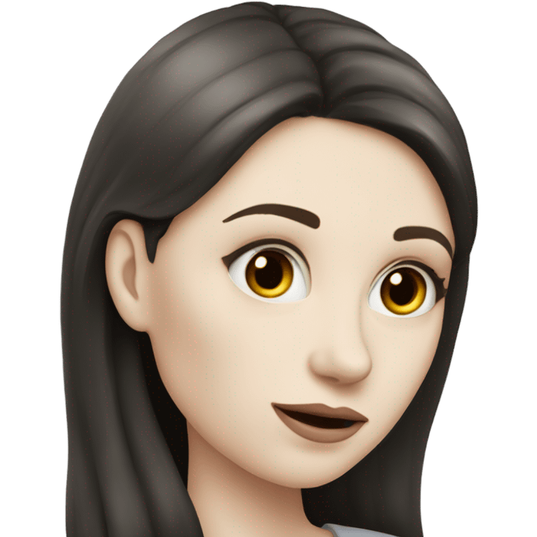 Very pale skin woman with long dark hair and soft makeup emoji