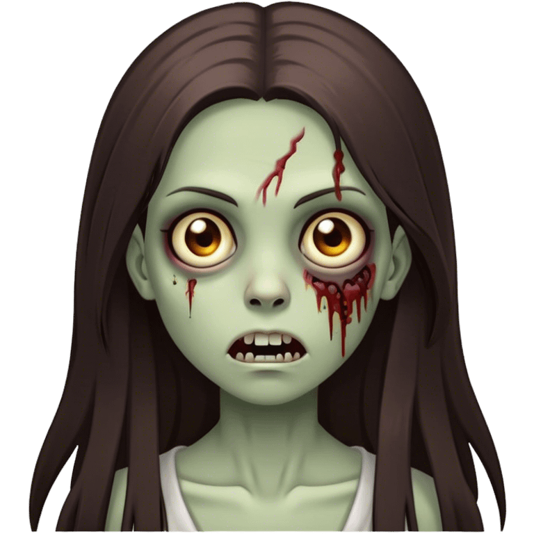 girl zombie with long dark brown straight hair emoji