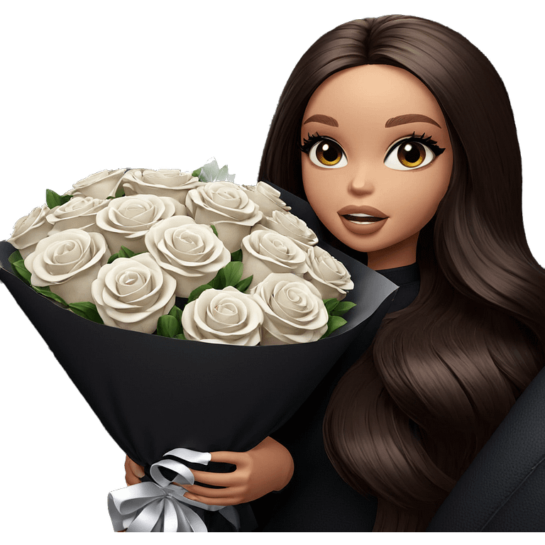 girl with bouquet in car emoji