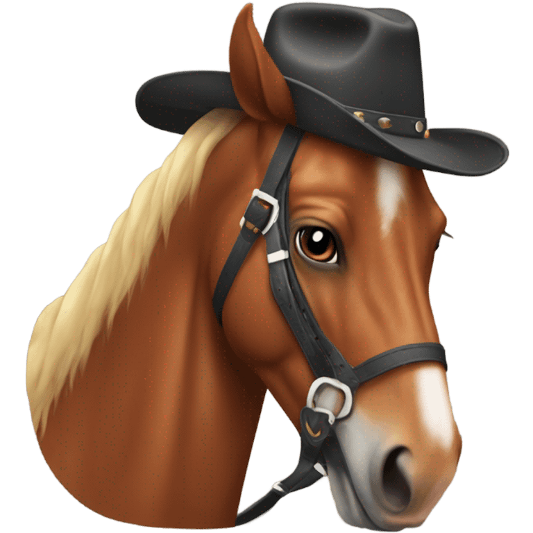 Chestnut horse with a cowboy hat on emoji