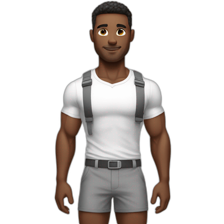 Fit Man With the biceps in white shirt and gray shorts emoji