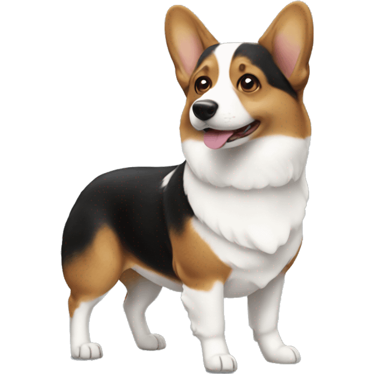 black white and brown corgi  emoji