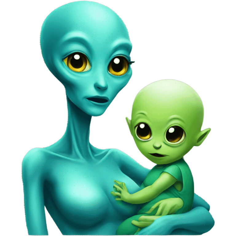 Mommy alien and baby alien  emoji