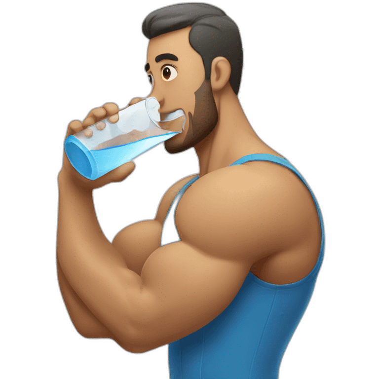 muscular man drinking water in glass emoji