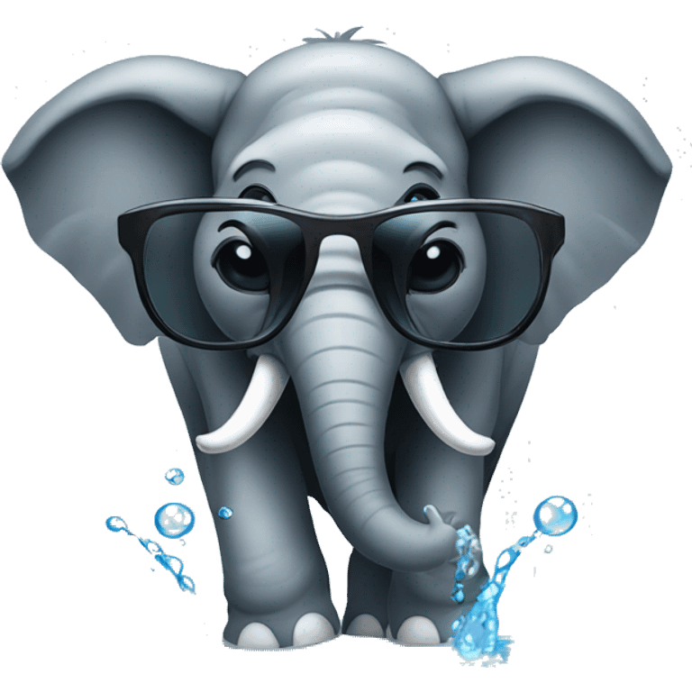 elefante con gafas tomando agua emoji