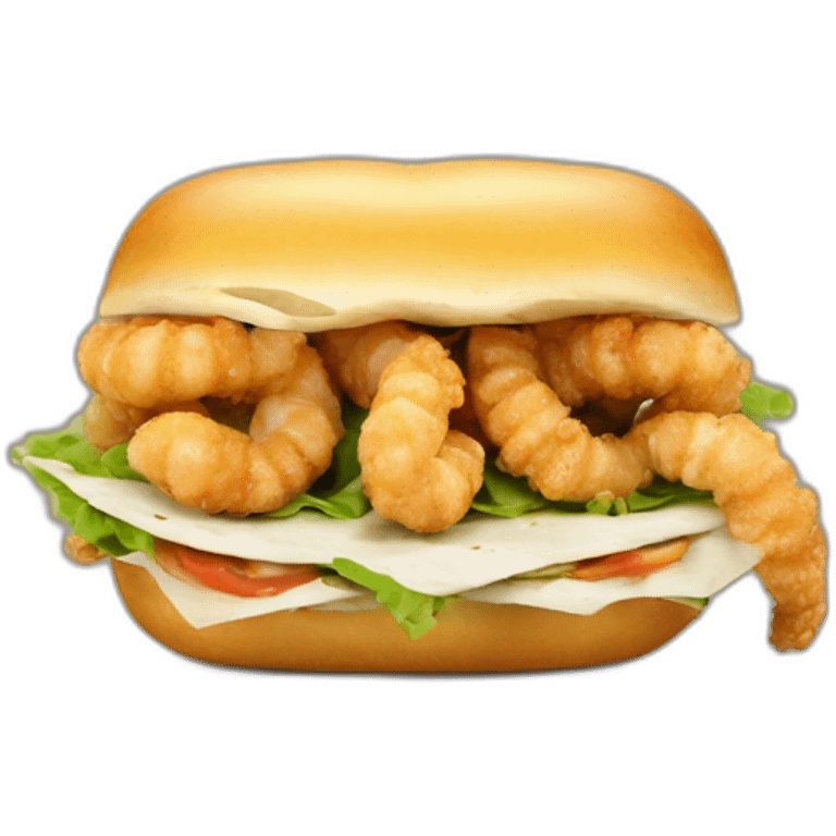 Calamar circular Sandwich Emoji A sandwich filled with fried calamari, a classic of Spanish street food emoji