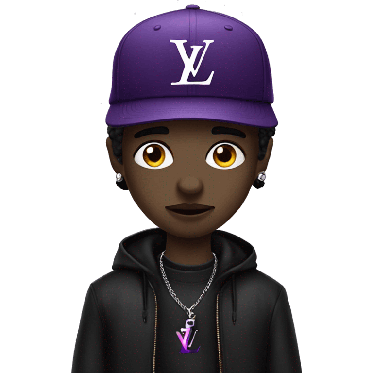 Goth boy with purple louis vuitton cap  emoji