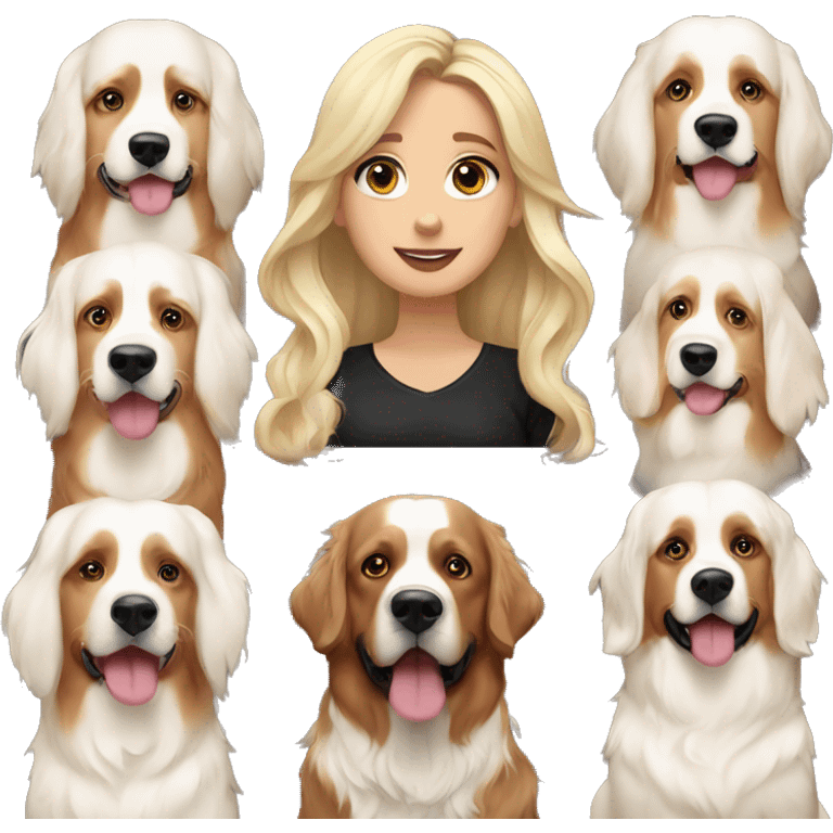 Long hair blonde White girl Brown eyes with Bernese mountain dog emoji