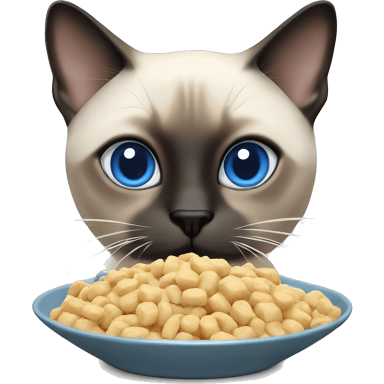 Thai Siamese cat (Blue Point) eating cat food emoji