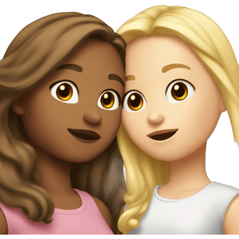 girl with brown hair kissing girl with blonde hair emoji