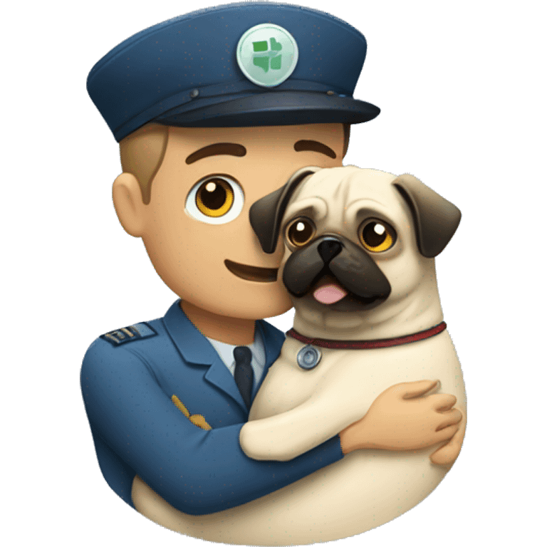 vet hugging a happy pug emoji