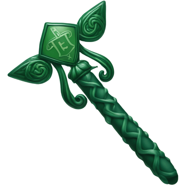 dark green magic wand Slytherin emoji