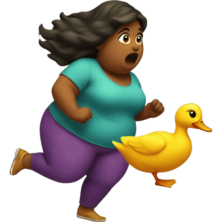 Fat Girl chases duck  emoji