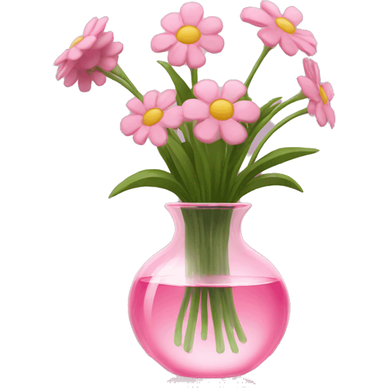 Flowers in a clear pink glass vase emoji