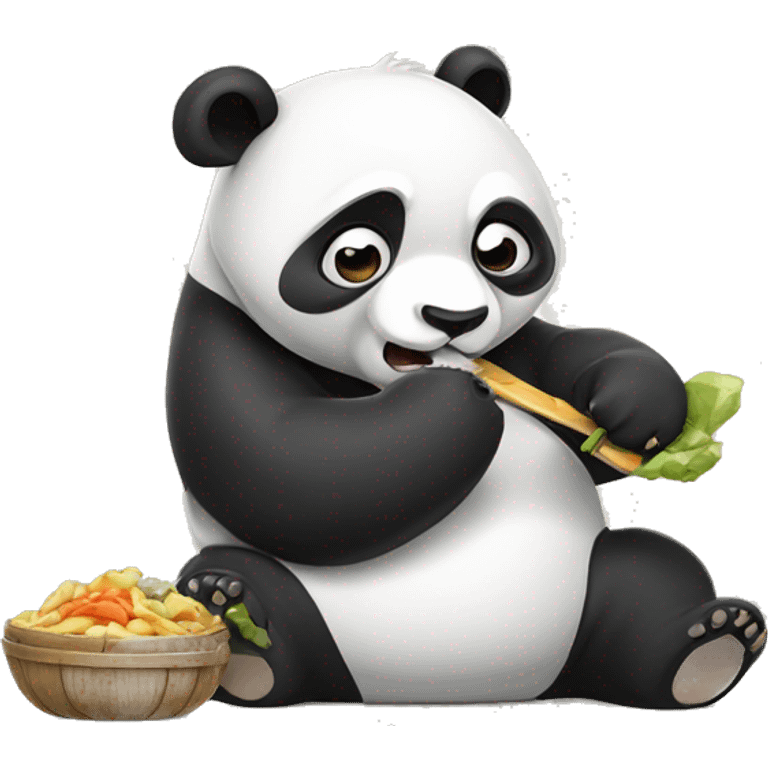 Clumsy panda eating emoji