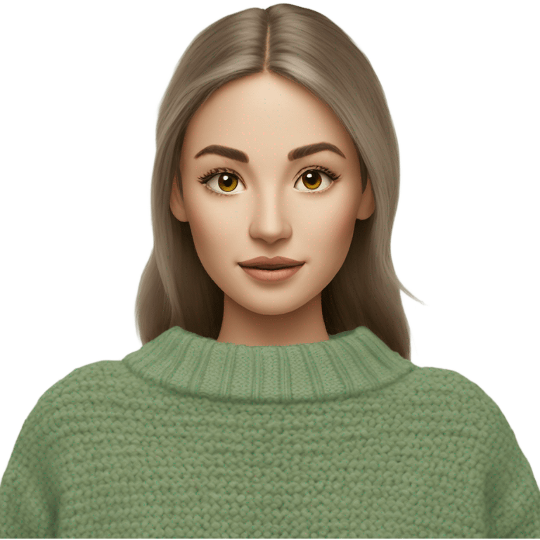 Sage and green cropped oversize wool sweater, isolated emoji