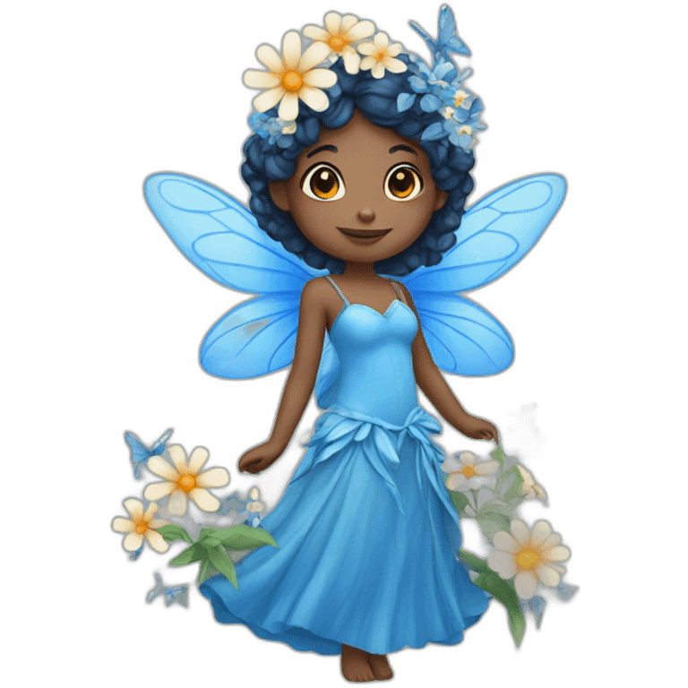 Blue fairy with flowers emoji