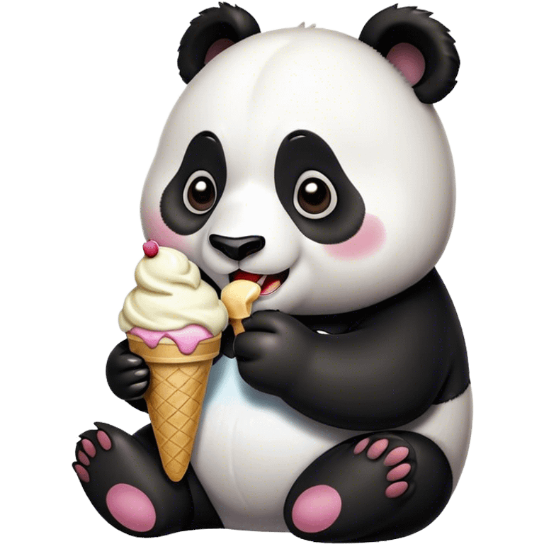 Panda eating ice cream emoji