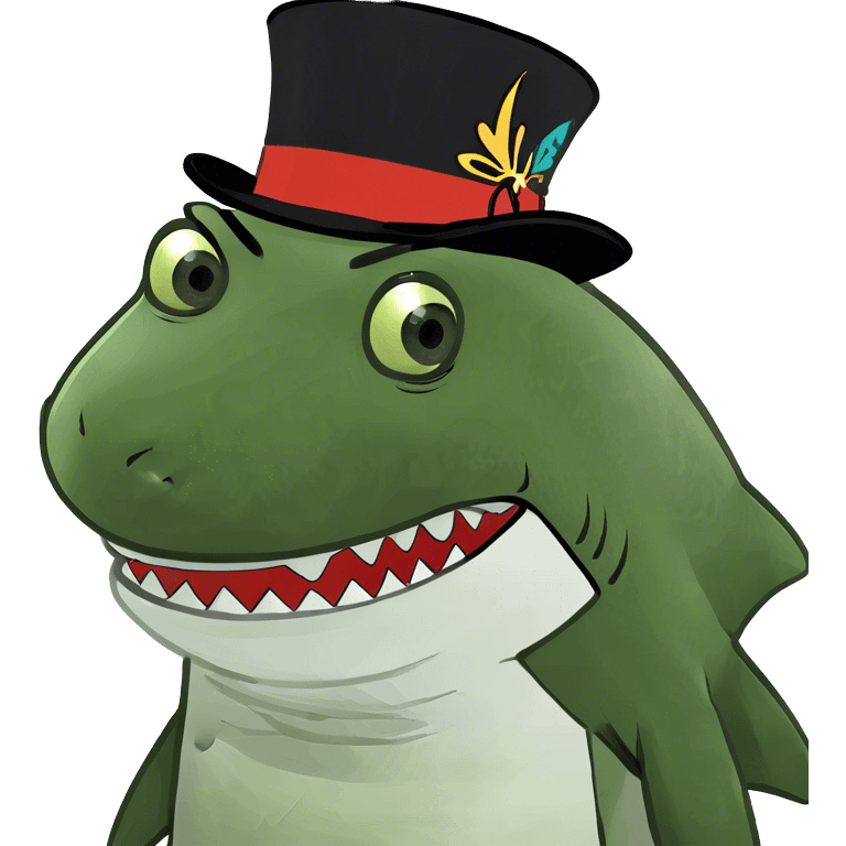 Shark with a top hat emoji