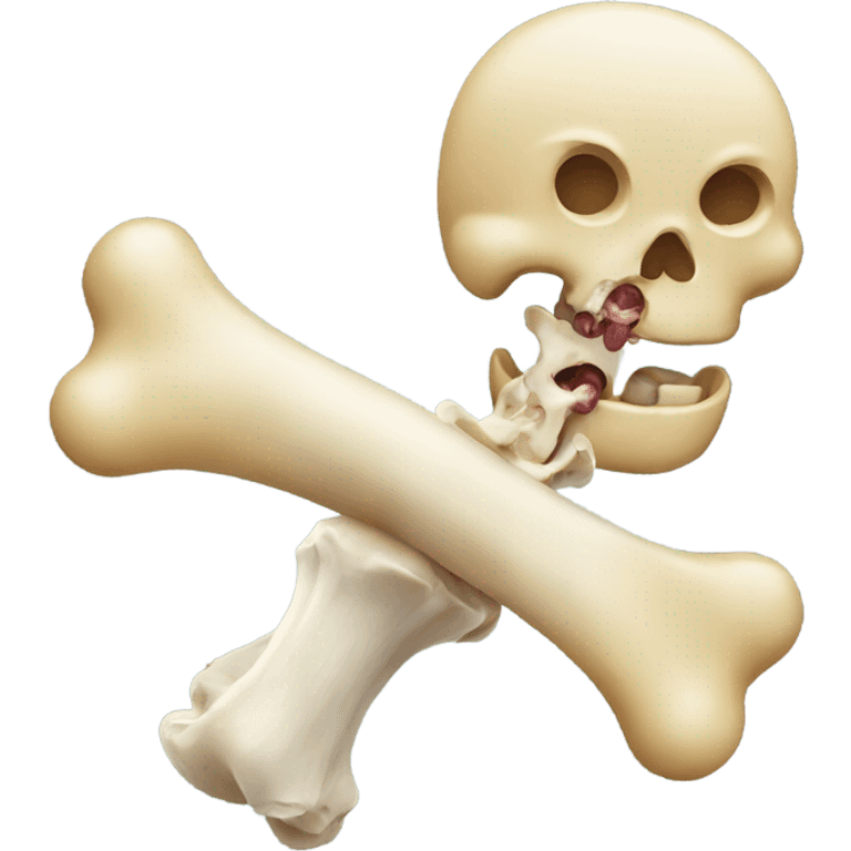 An emoji eating a bone emoji