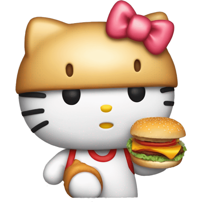 hello kitty holding a burger  emoji