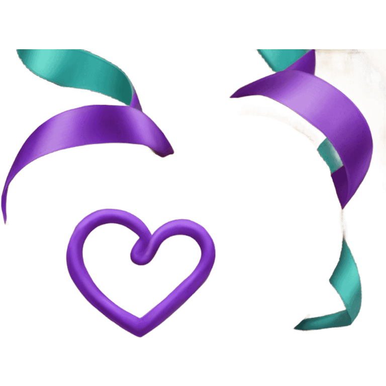 Cookie heart with purple teal awareness ribbon loop emoji