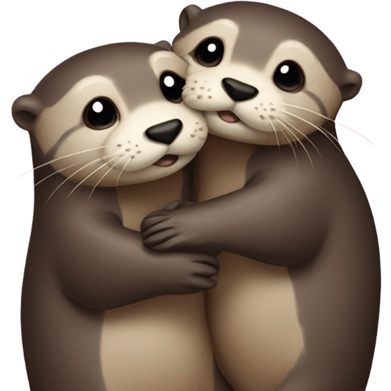 An Otter Couple hugging each other with love emoji