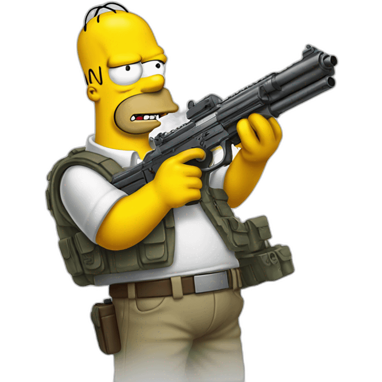 Homer Simpson with a gun emoji