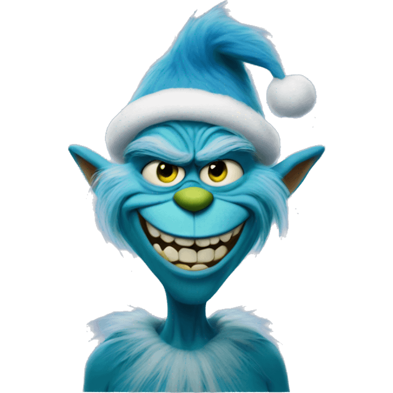 Blue grinch smirking emoji