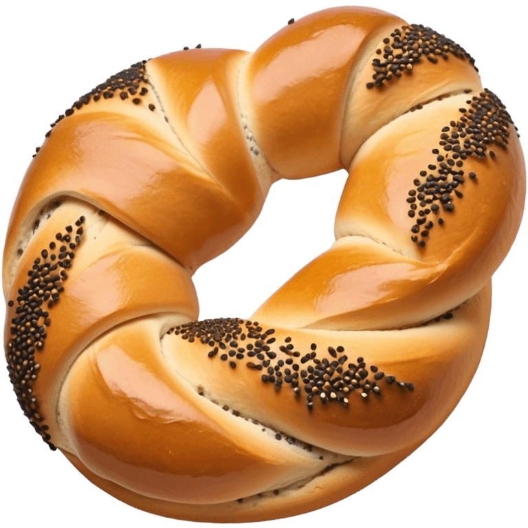 Cinematic Realistic Simit twisted Turkish bread in poppy seeds emoji